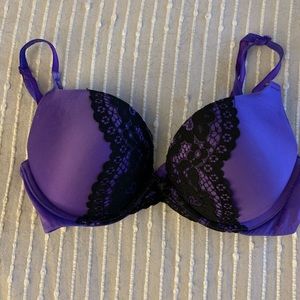 Purple and black lace bombshell bra size 34B